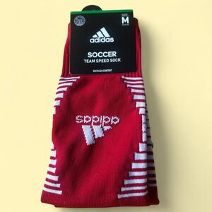 Adidas red and white soccer socks size medium